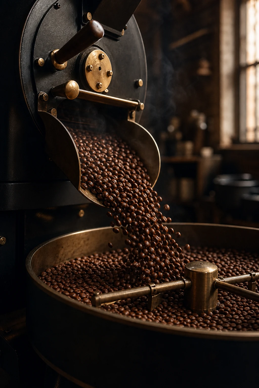 Freshly roasted coffee cooling after a small-batch roast